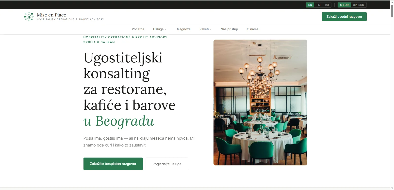 Mise en Place Hospitality sajt
